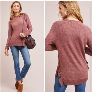 Anthropologie POSTMARK Rose Ruffle Hem Long Sleeve